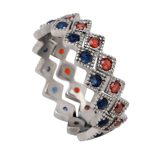 GloryWeddingBandSetforWomenStackingRingsRedBlueStainlessSteelGingerLyneCollection_Silver-1