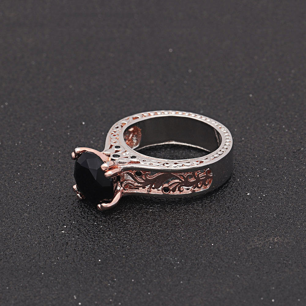 NadiaEngagementRingSolitiareCzRoseGoldPlatedWomensGingerLyneCollection_Black/Silver-2