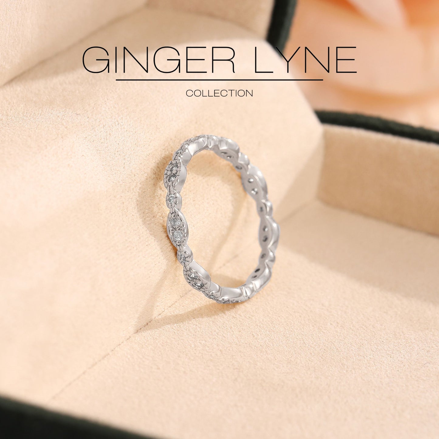 EternityWeddingBandforWomenCubicZirconiaSterlingSilverStackingRingsGingerLyneCollection_Scallop-Silver-3