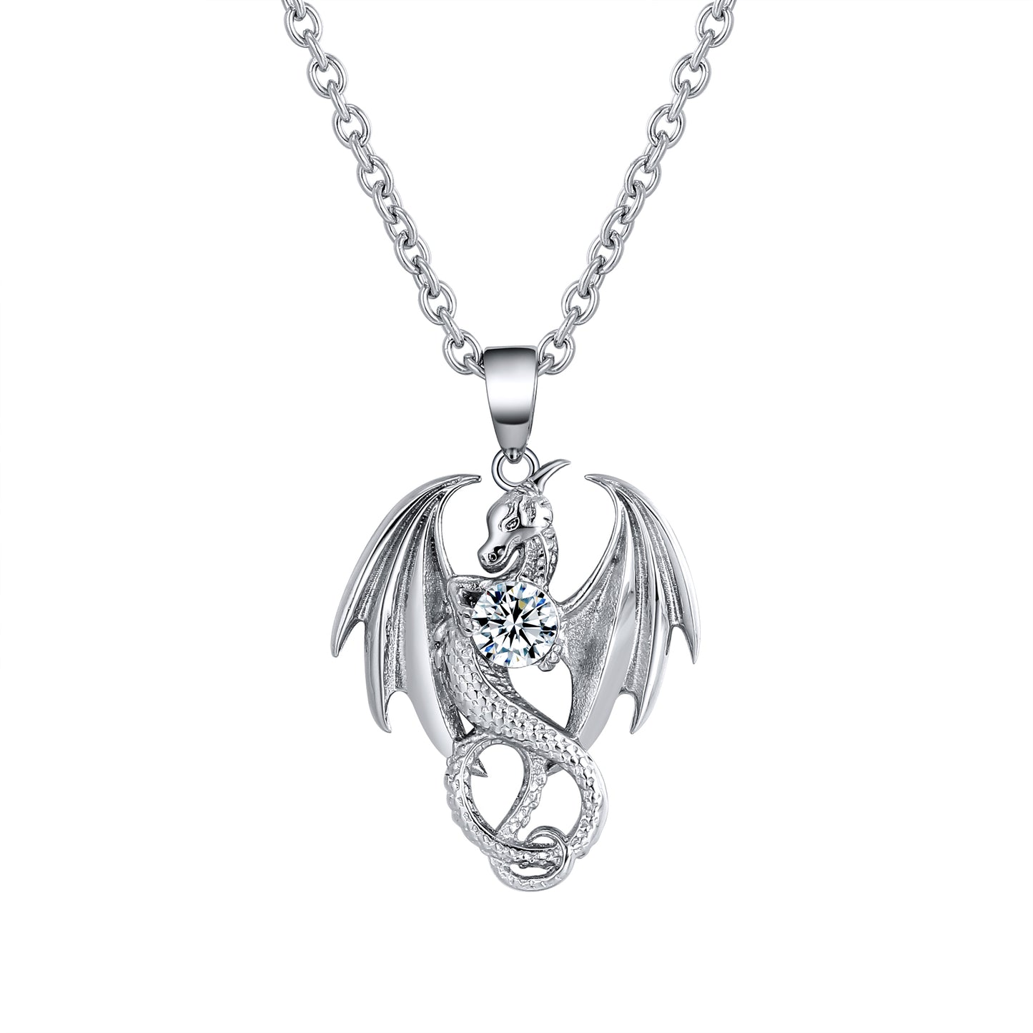 DragonNecklaceforMenorWomenStainlessSteelCzPunkGothicGingerLyneCollection_Silver-1