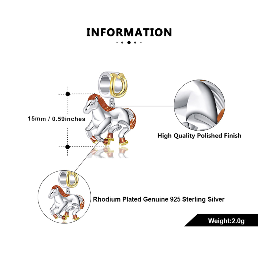 PonyHorseCharmforWomenEuropeanBeadThreeToneGoldPlatedSterlingSilverGingerLyneCollection_Silver-5