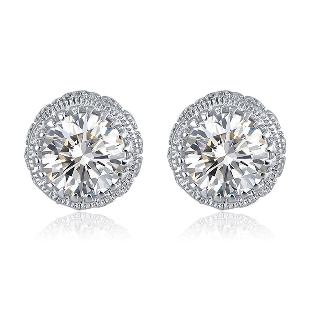 Halo3DStudEarringsforWomenRoundSterlingSilverClearCzGingerLyneCollection_Silver-1