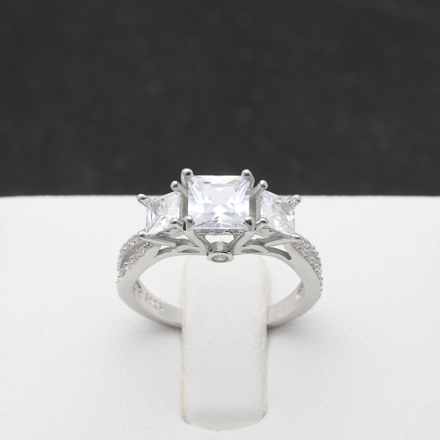KimEngagementRingSterlingSilverPrincessCzWomensGingerLyneCollection_Silver-2