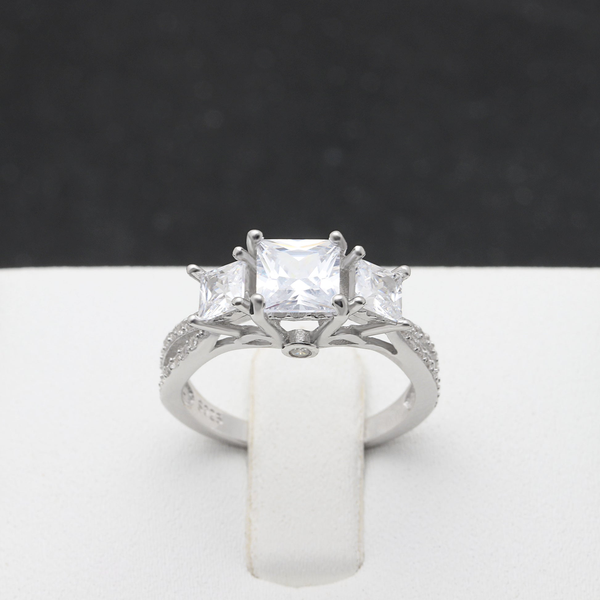 KimEngagementRingSterlingSilverPrincessCzWomensGingerLyneCollection_Silver-2