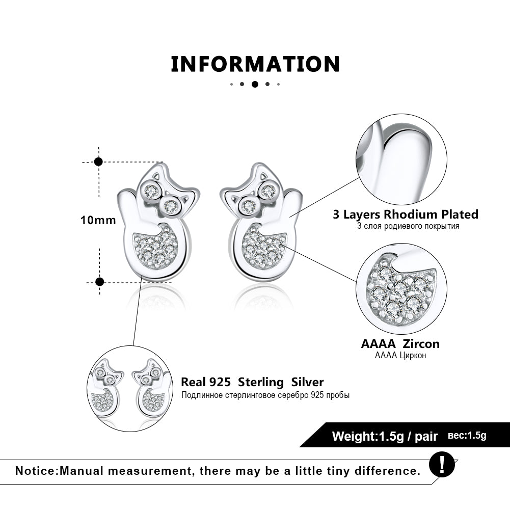 CatKittenEarringsforWomenSterlingSilverClearCZGingerLyneCollection_Silver-6