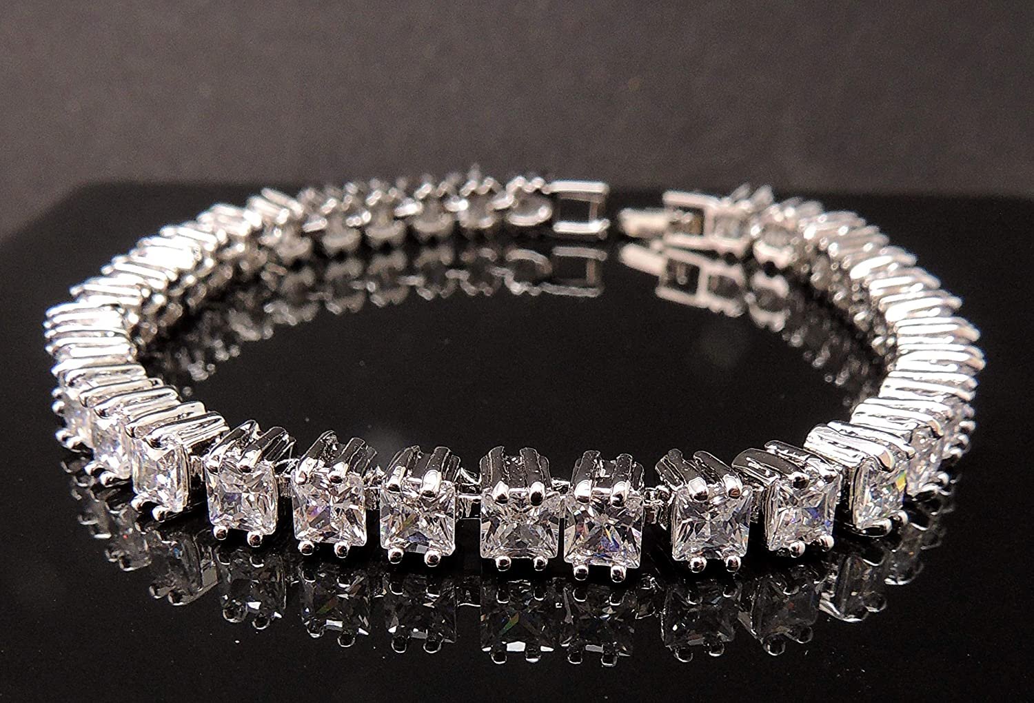 GemmaEmeraldCutCzTennisBraceletWomensGingerLyneCollection_Silver-2