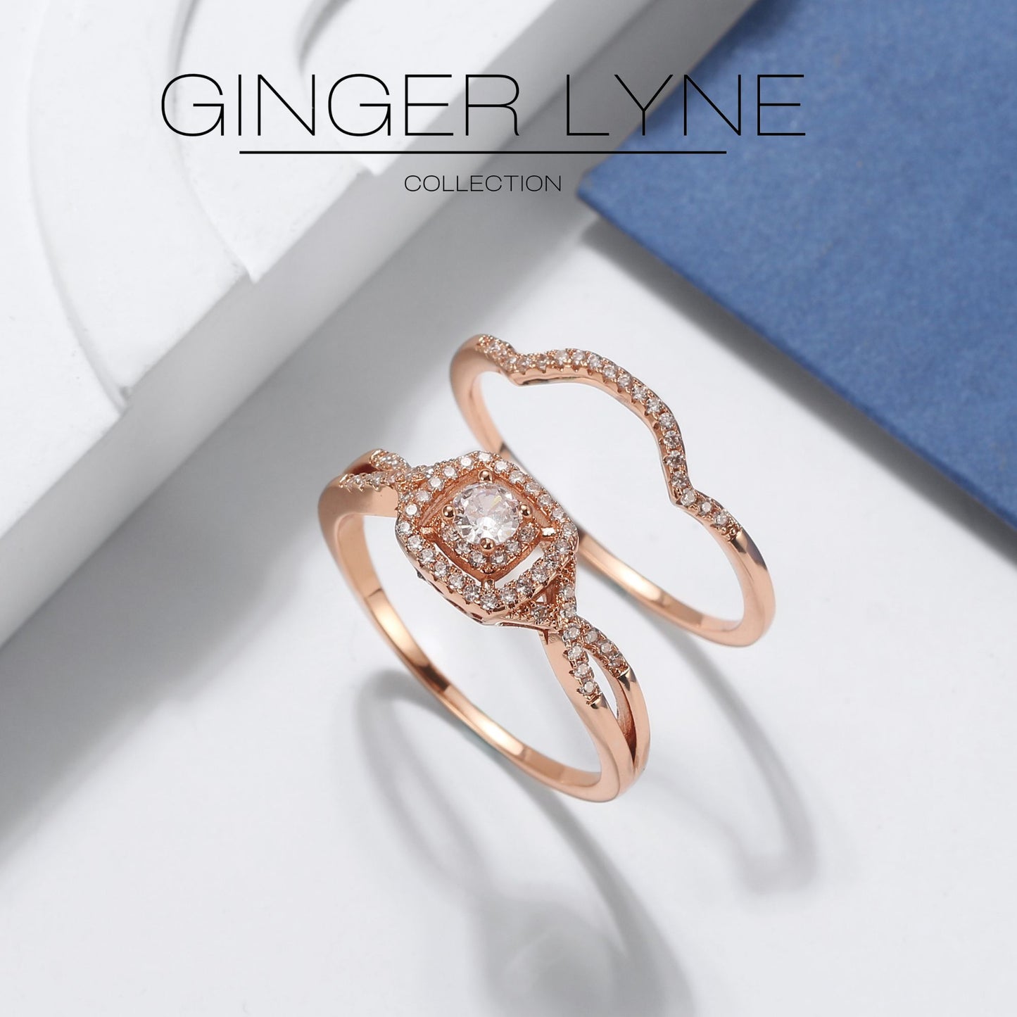 BridalSetforWomenHaloCZPlatedGoldEngagementRingsGingerLyneCollection_RoseGoldPlated-2
