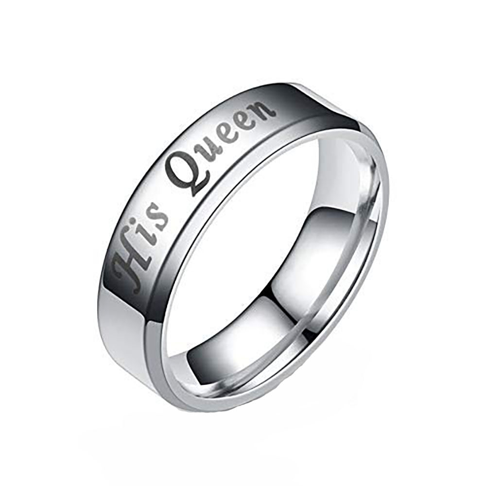 KingorQueen6or8mmStainlessSteelWeddingBandRingMenorWomenbyGingerLyne_Female-QueenSilver-6