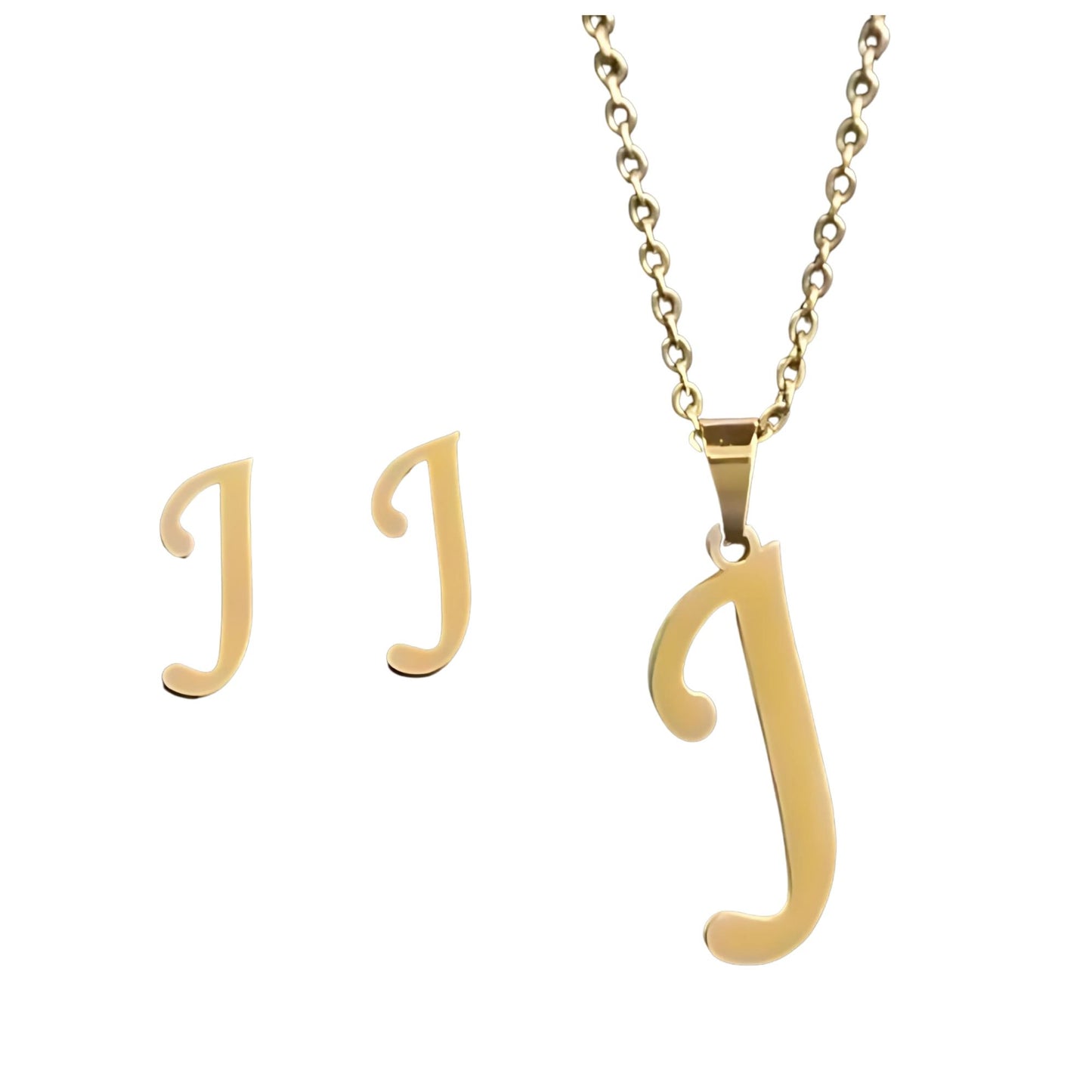 InitialLetterPendantNecklaceEarringsSetforWomenGoldPlatedStainlessSteelbyGingerLyne_j-1