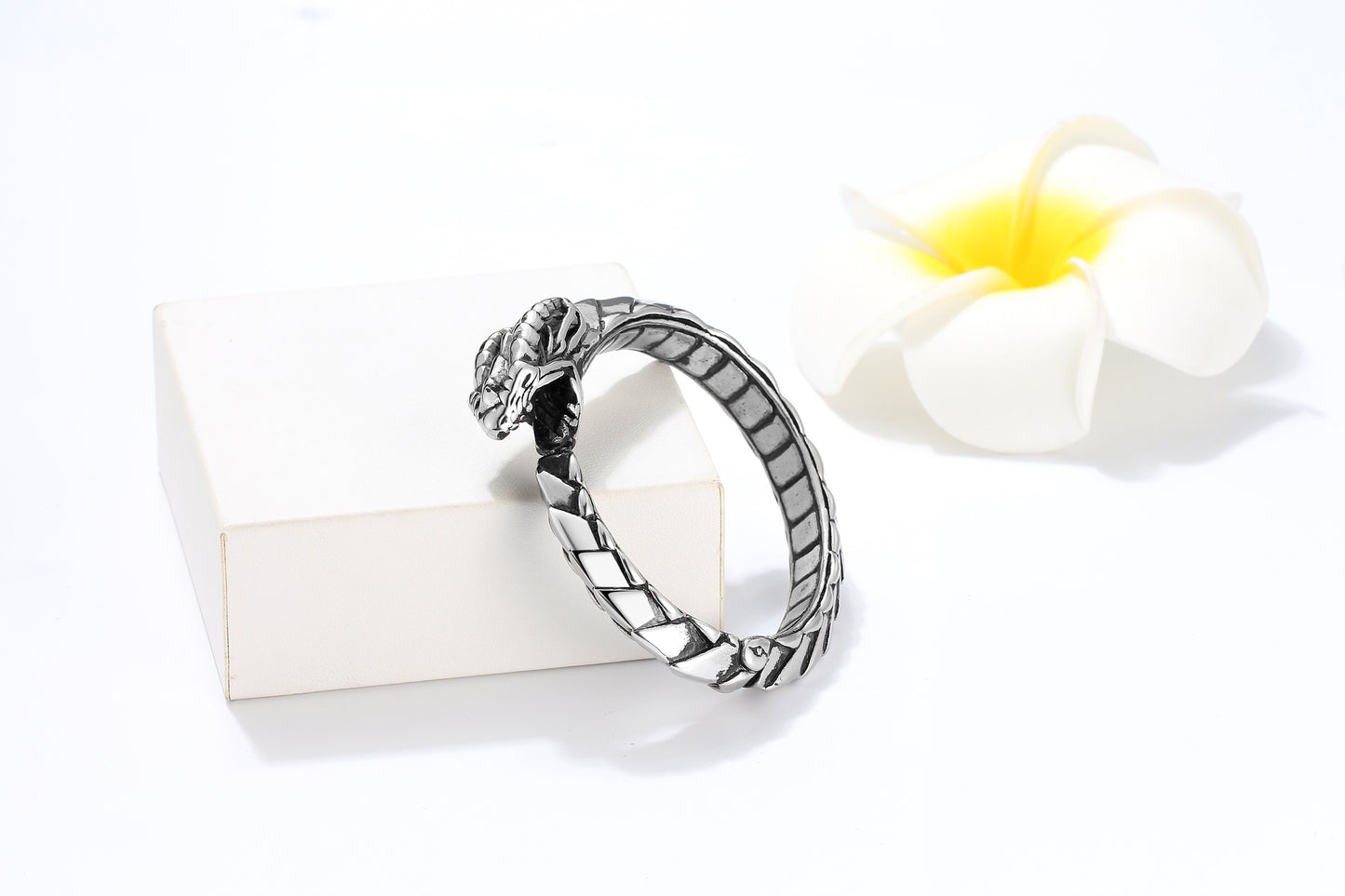 DragonBraceletforWomenorMenStainlessSteelPunkGothicBangleGingerLyneCollection_Silver-2