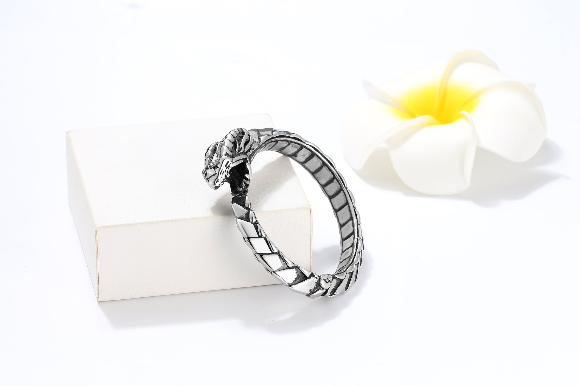 DragonBraceletforWomenorMenStainlessSteelPunkGothicBangleGingerLyneCollection_Silver-2