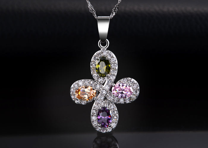 CrossPendantNecklaceforWomenMulitColoredPavePavedCZGingerLyneCollection_Clear-2