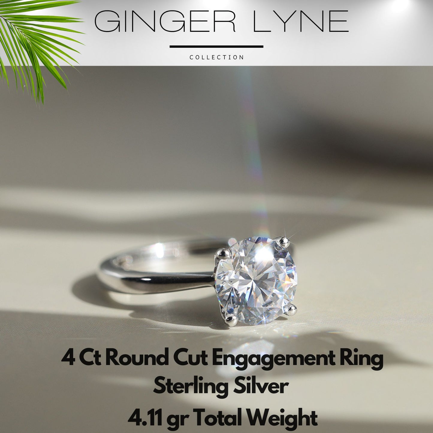 Solitaire4CtRoundCutEngagementRingforWomenSterlingSilver8ACZGingerLyneCollection_GoldTone-3