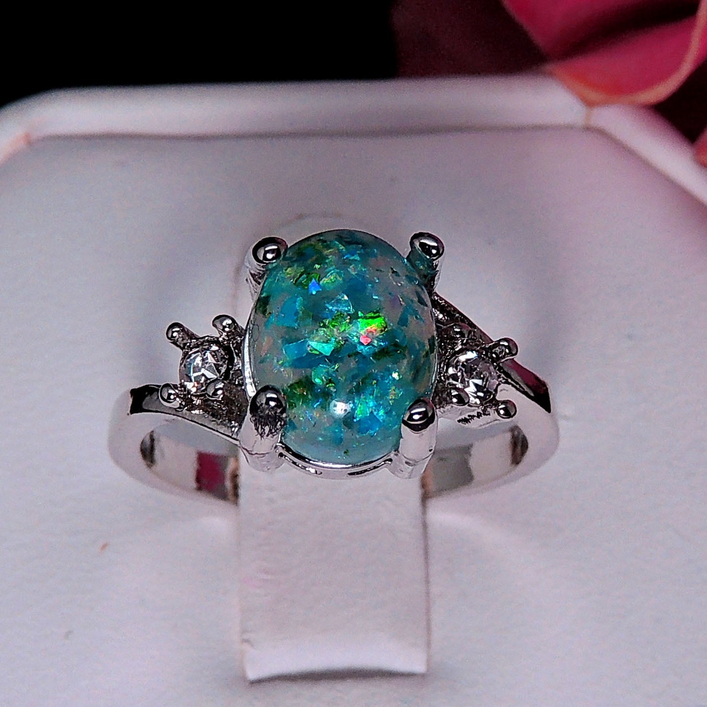 ArletteSimulatedFireGreenorPurpleOpalRingWomensEngagementGingerLyneCollection_Green-2