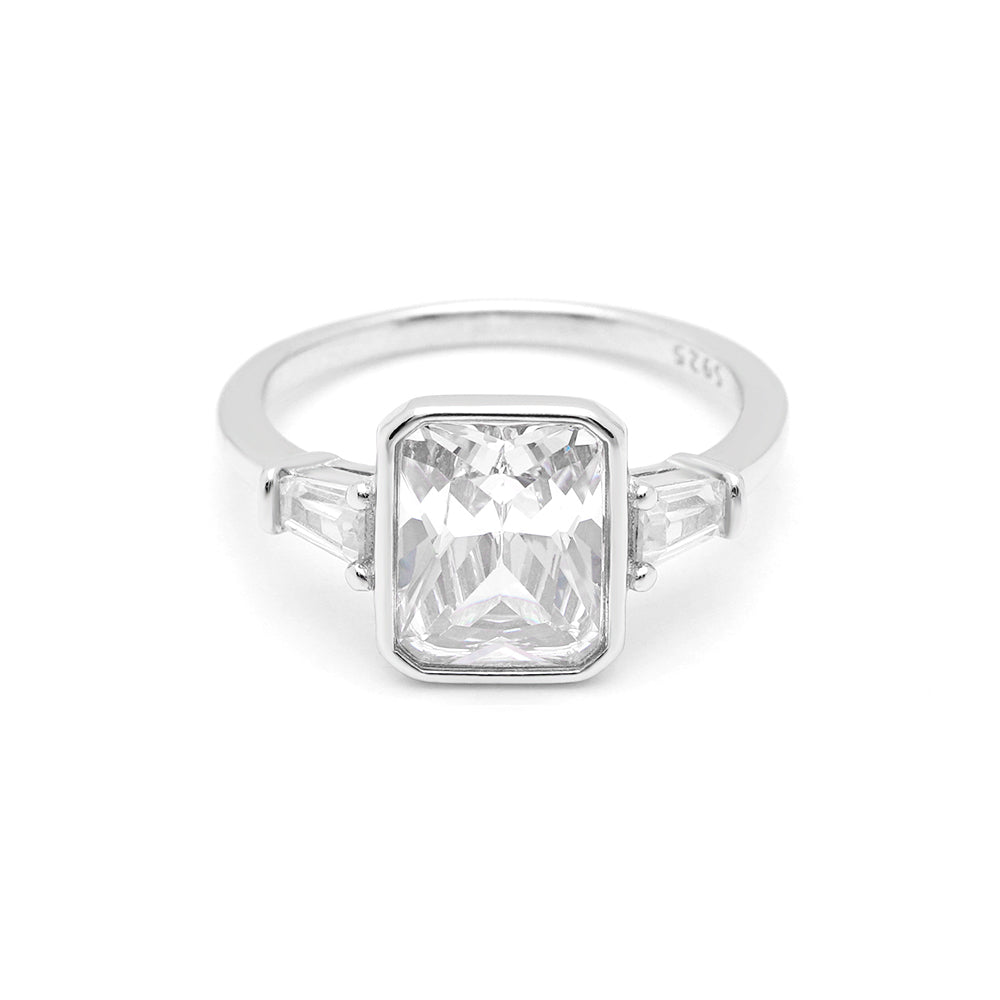 GenesisEngagementRingSterlingSilverBaguetteCzWomensGingerLyneCollection_Silver-6