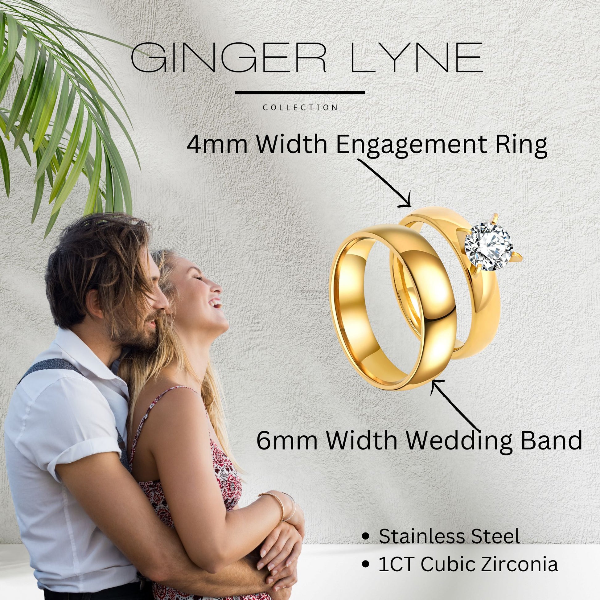 SabrinaWeddingRingSetforWomenCzStainlessSteelBandandEnagaementRingGingerLyne_Gold-4