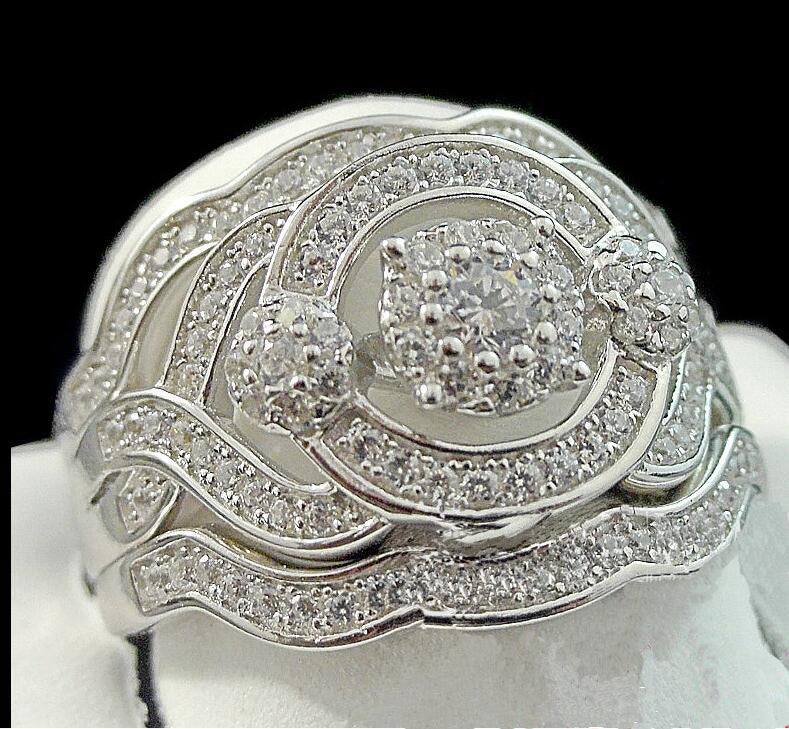 LondonWeddingRingSetforWomen3pcCzBridalEngagementMatchingBandGingerLyneCollection_Silver-2