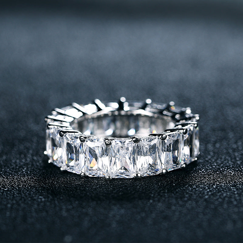 EternityWeddingBandforWomenEmeraldCutCzSterlingSilverGingerLyneCollection_Clear-3
