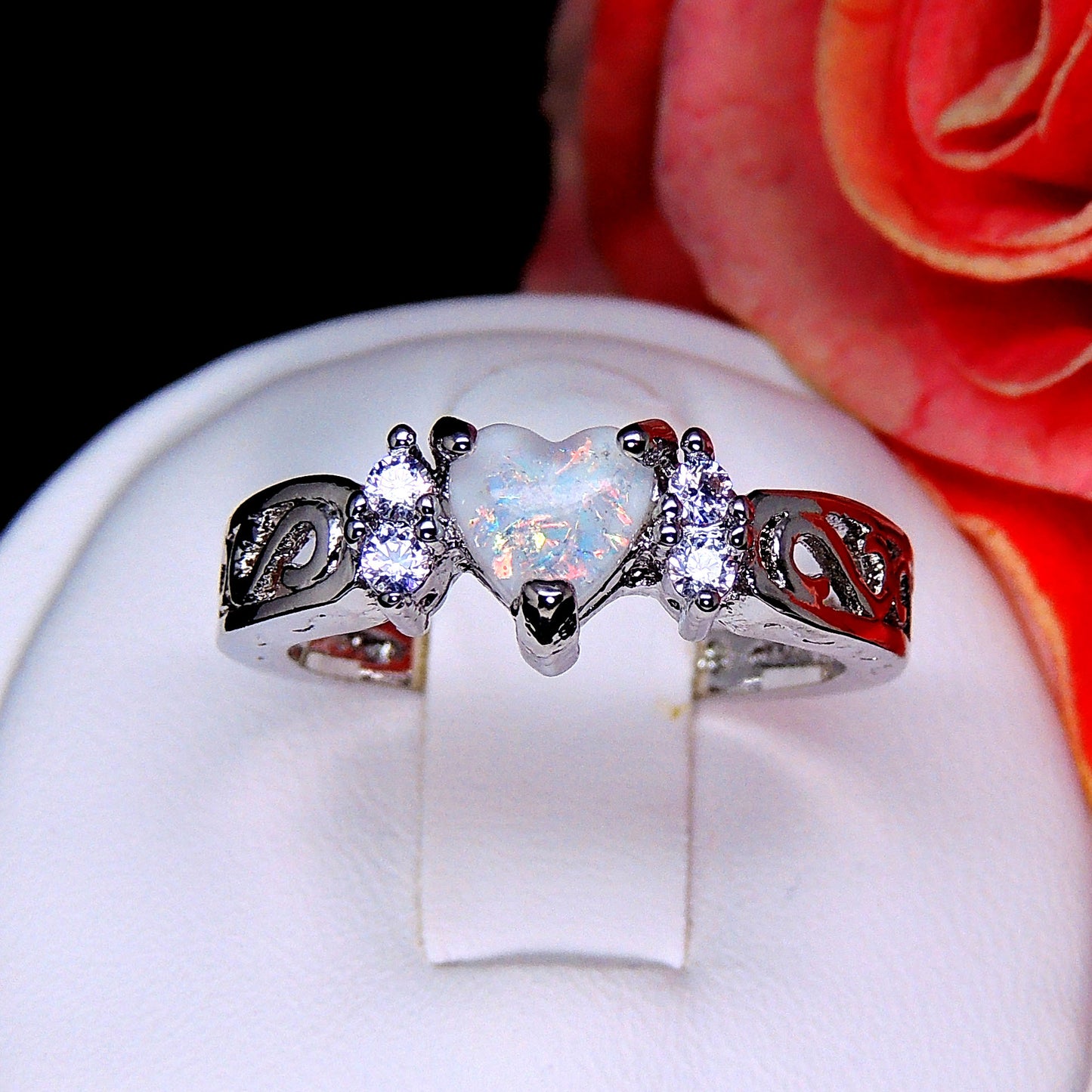 HollandPromiseRingHeartSimulatedFireOpalCzWomensGingerLyneSize12_Silver-4