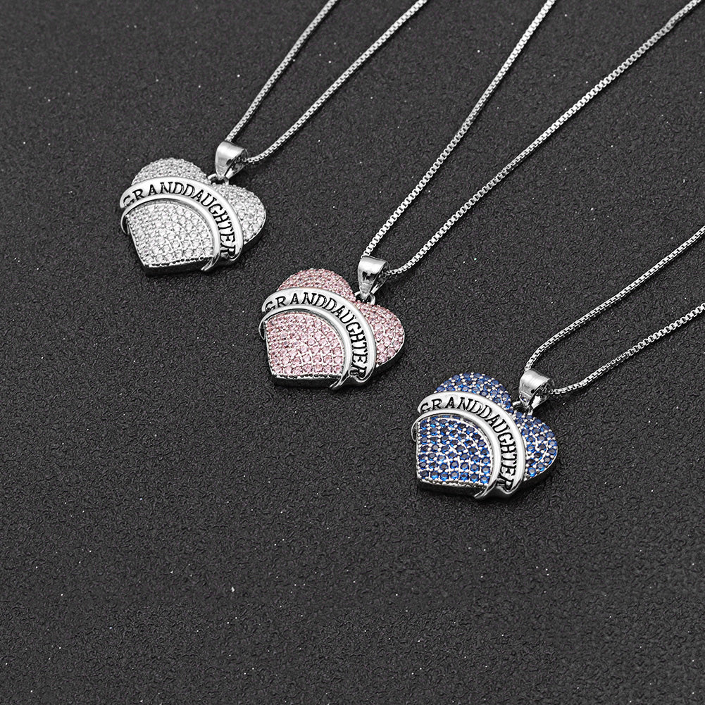 GranddaughterNecklaceforWomenbyGingerLyneCZHeartPendantWhiteGoldPlated_Blue-5