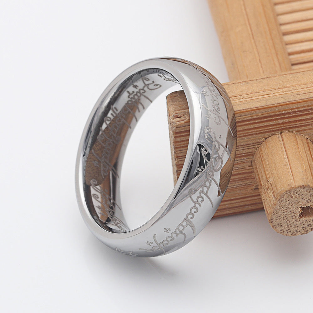 EngravedGoldWeddingBand6mmStainlessSteelRingforMenorWomenbyGingerLyne_Silver-5