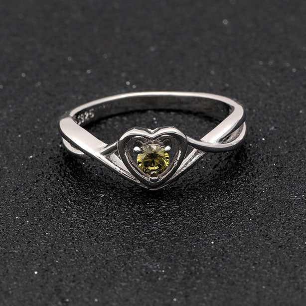 ChristineEngagementRingforWomenPromiseHeartBirthstoneCzSterlingSilverbyGingerLyne_August-OliveGreen-5