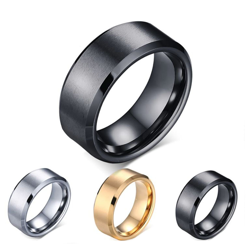 8mmWeddingBandRingWomensMensBlackStainlessSteelGingerLyneCollection_Gold-5