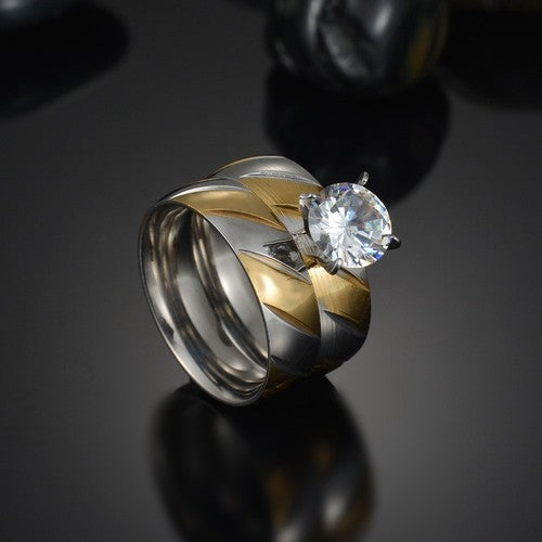BreeWeddingRingSetWomenStainlessSteelEngagementMatchingBandGingerLyneCollection_Silver-3
