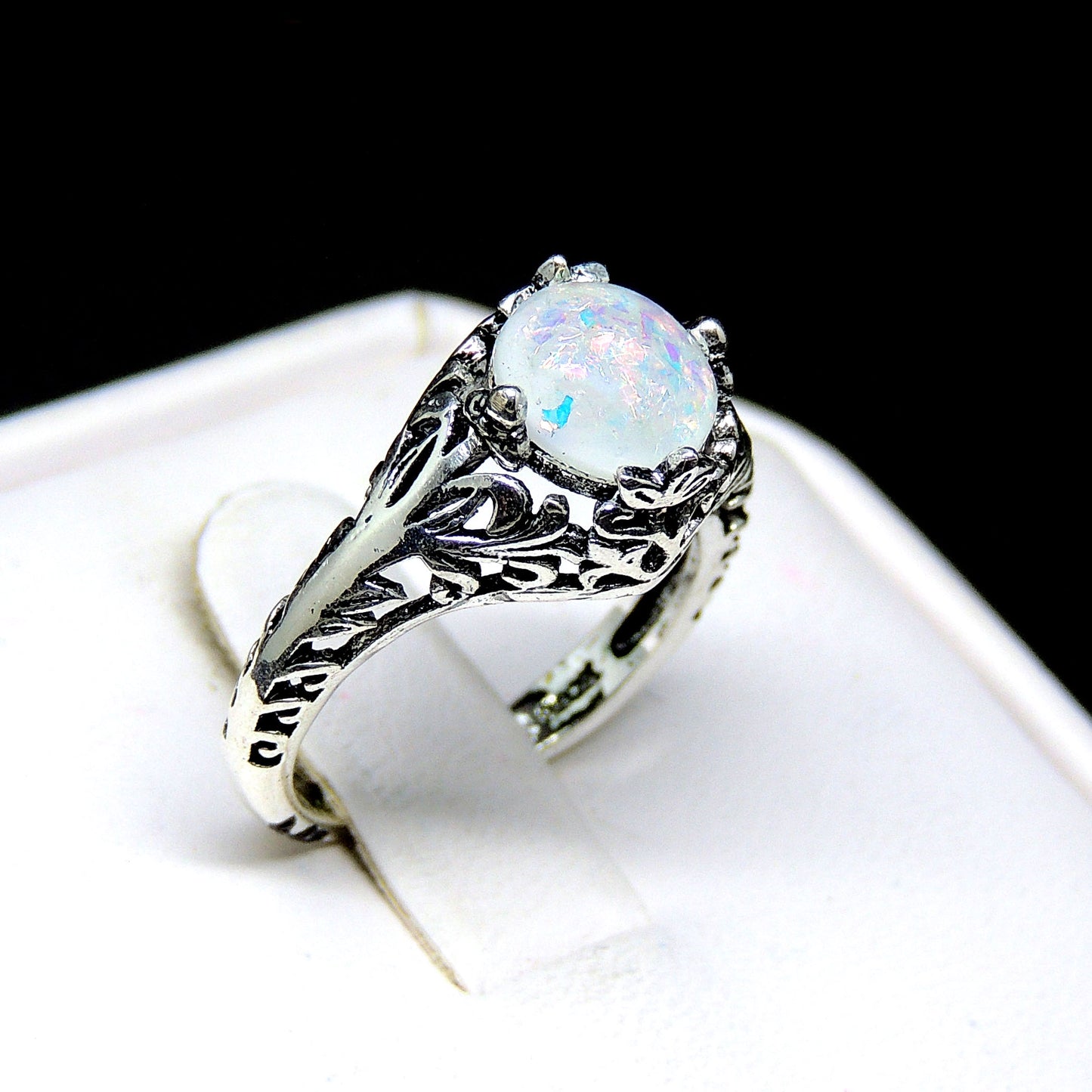 FranStatementRingforWomenFireOpalFiligreeStyleGingerLyneCollection_Silver-3