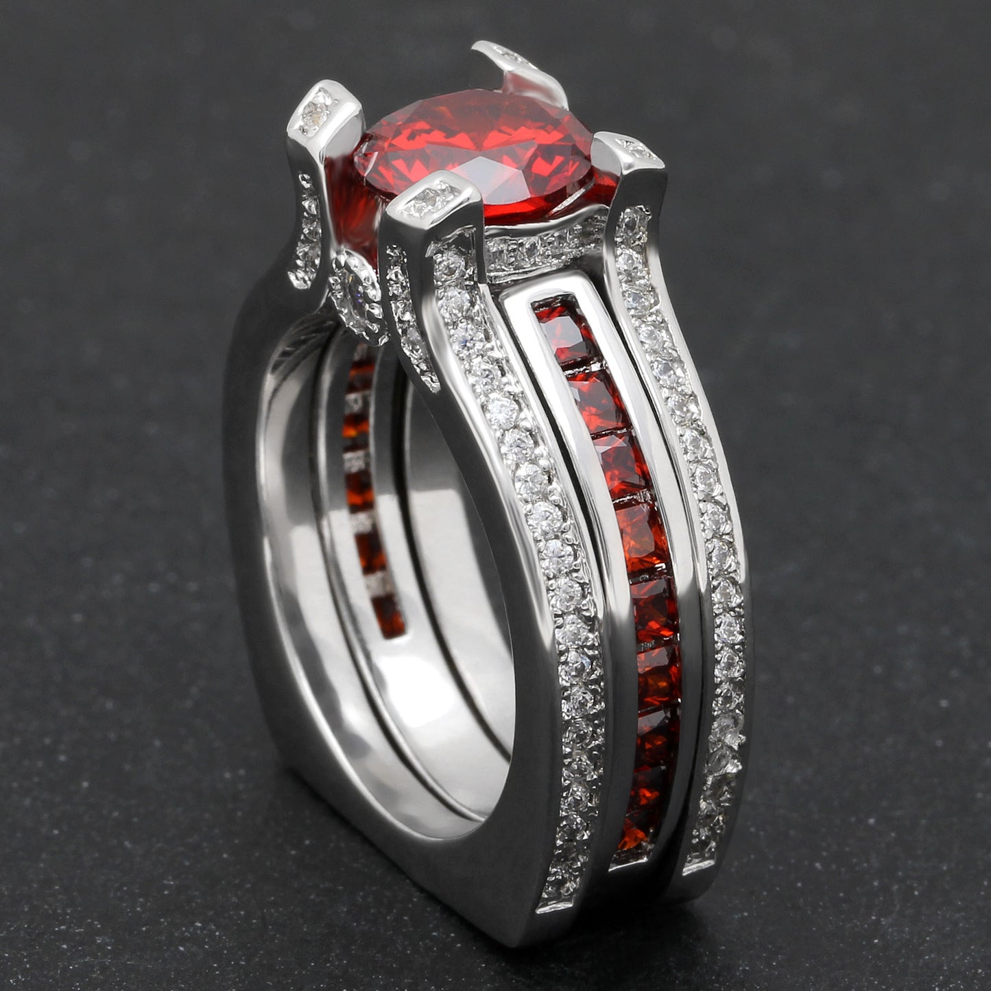 SkylarWeddingRingSetforWomenEngagementRingandMatchingBandCzGingerLyneCollection_Red/Red-4