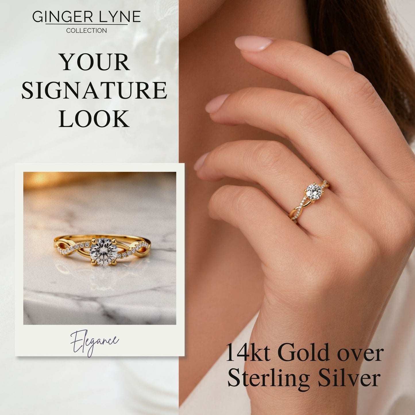 QueenaSolitaireEngagementRingforWomenSterlingSilverCZGingerLyneCollection_14KTGoldOverSilver-7