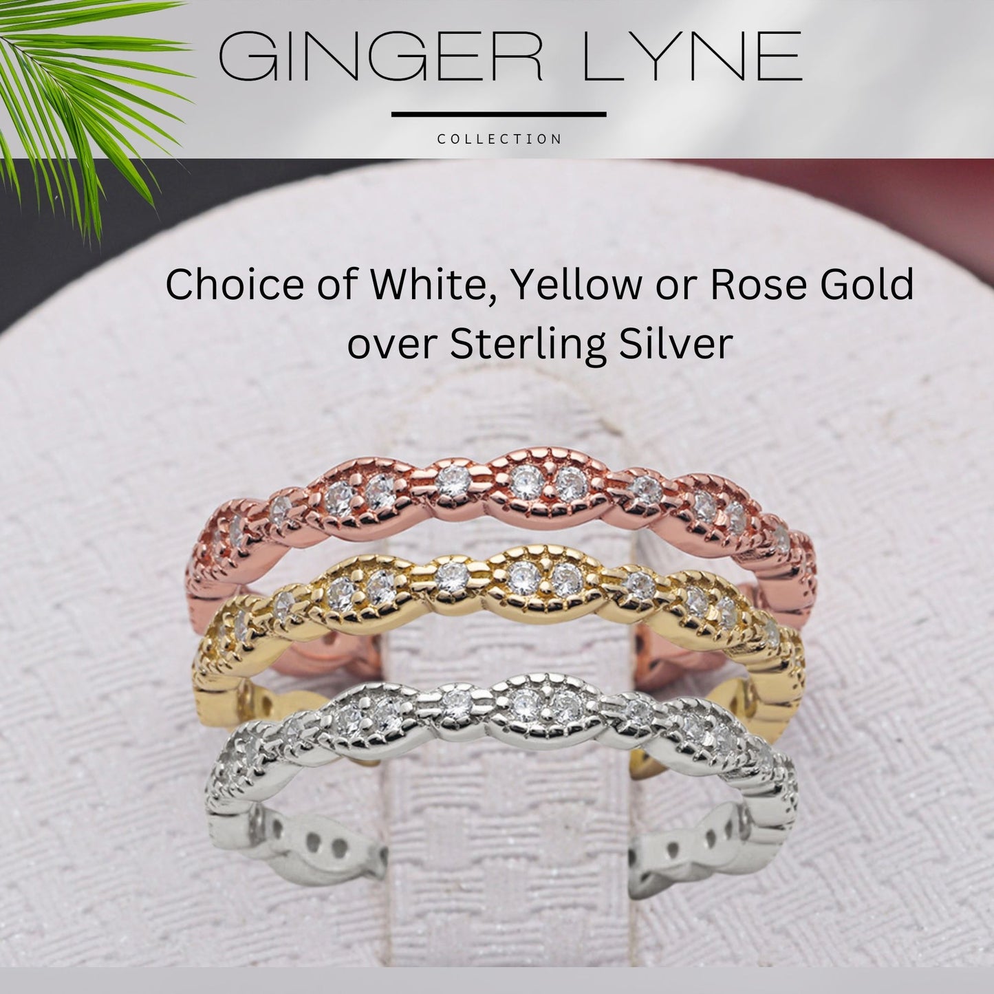 EternityWeddingBandforWomenCubicZirconiaSterlingSilverStackingRingsGingerLyneCollection_Scallop-Gold-7
