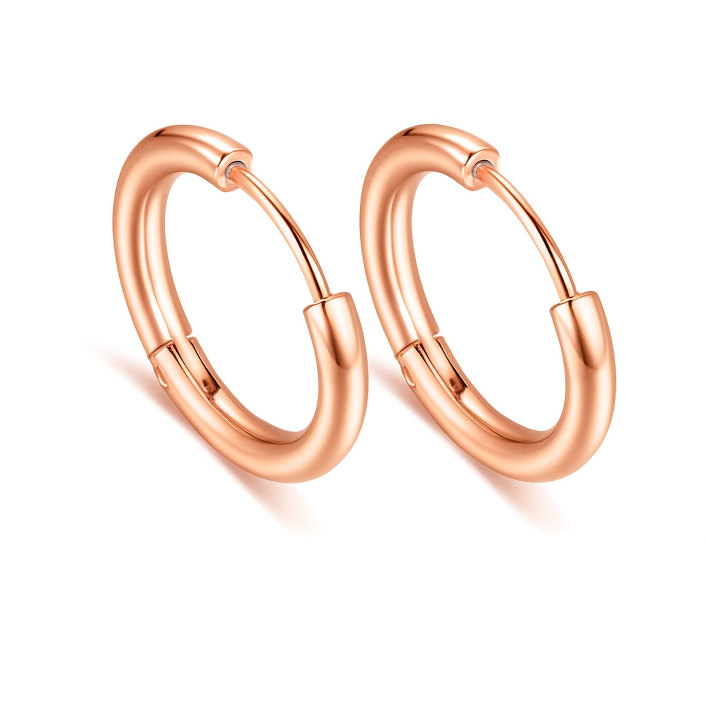 StainlessSteelHoopEarringsbyGingerLyneHuggieStyleforLobeCartilagePiercingBodyJewelry_Rose-20mm-1