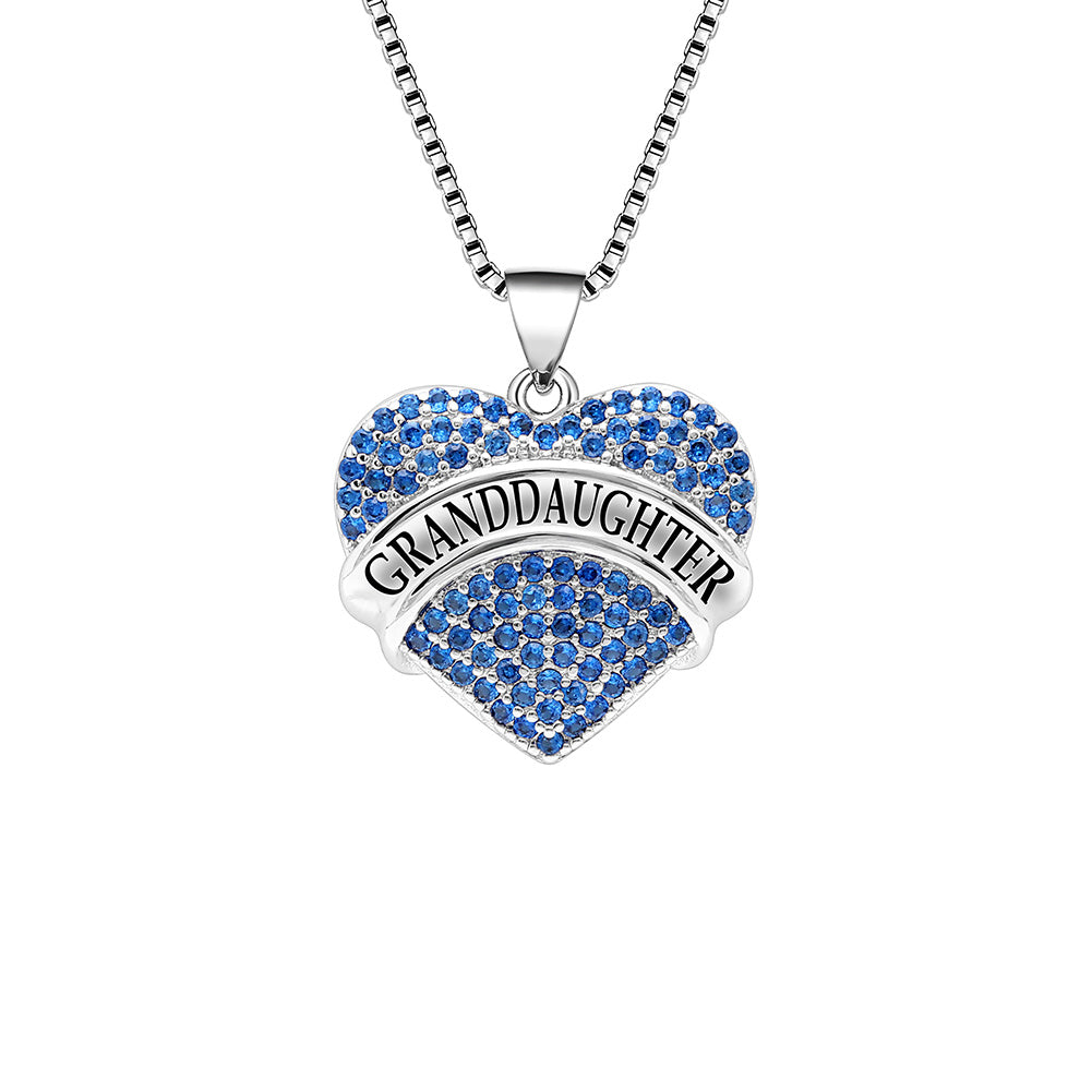 GranddaughterNecklaceforWomenbyGingerLyneCZHeartPendantWhiteGoldPlated_Blue-1