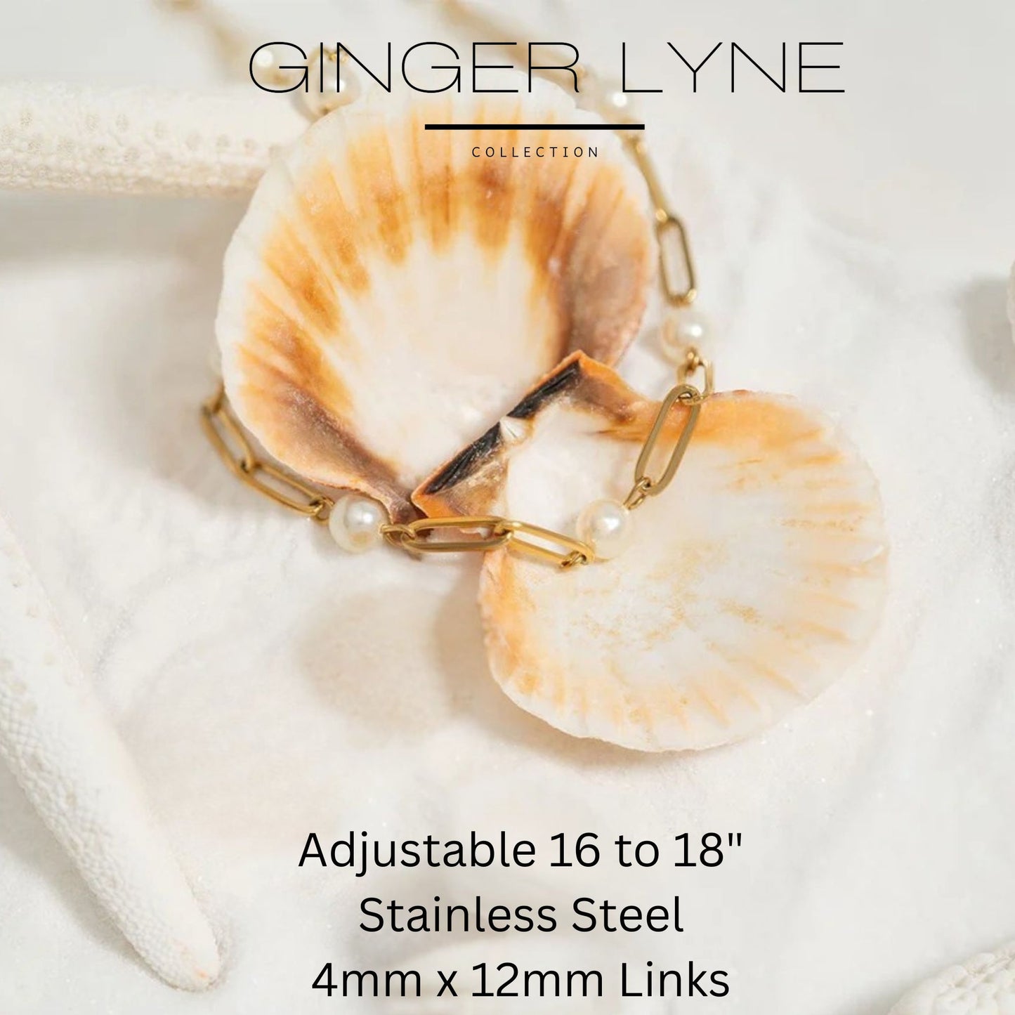 SimulatedPearlPaperclipChainNecklaceforWomenGoldStainlessSteelGingerLyneCollection_Gold-2