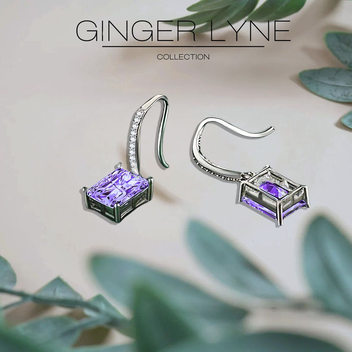 LioraDangleEarringsforWomenEmeraldCutCubicZirconiaHookGingerLyneCollection_Purple-2