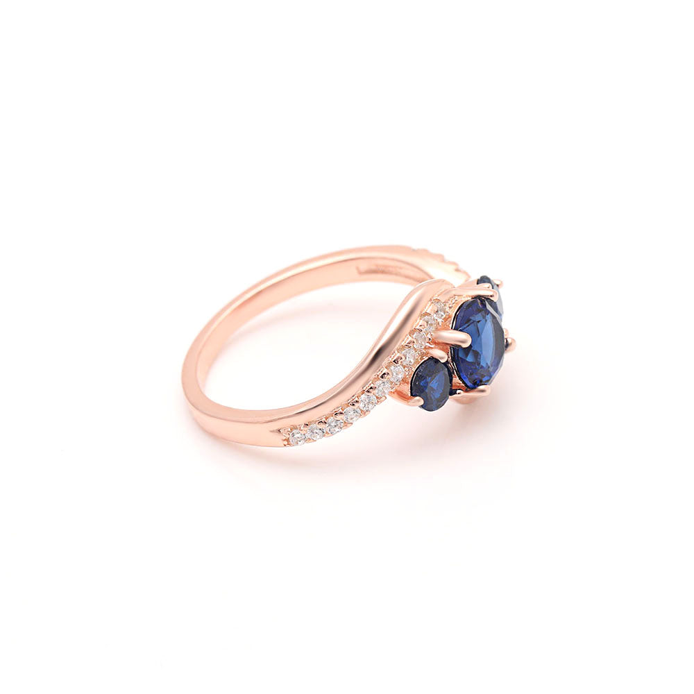 Brielle Birthstone Ring for Women Rose Gold Plated Sterling Silver CZ Ginger Lyne - Blue,10
