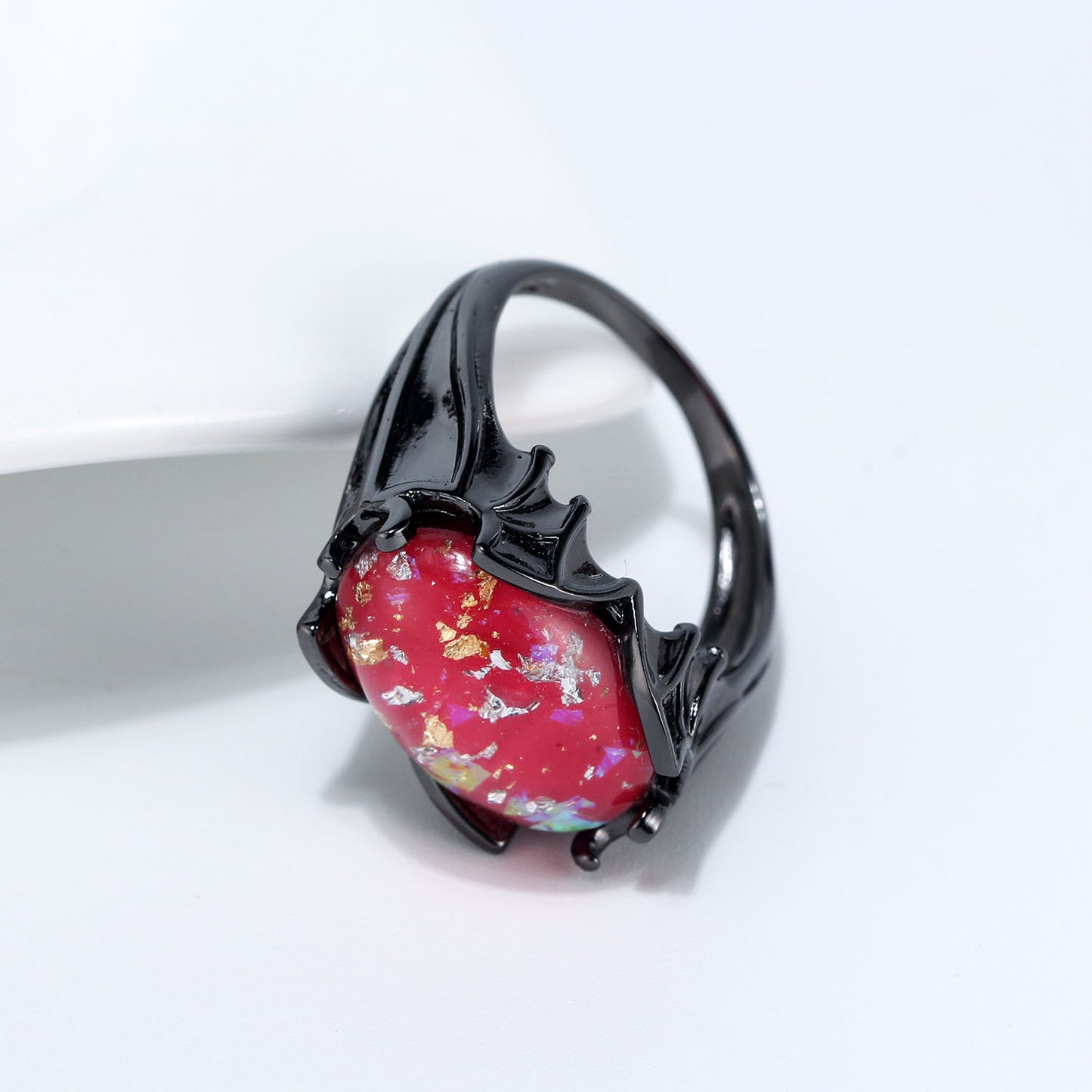 GothicBatWingBlackDragonEyeRingForWomenSterlingSilverGingerLyneCollection_Purple-2
