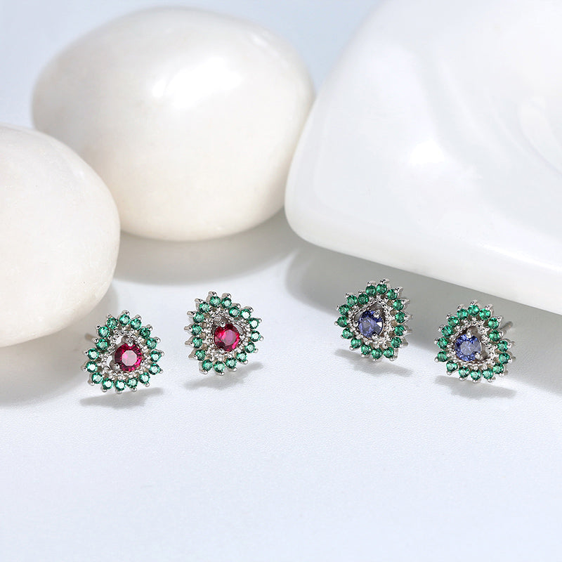 HeartShapeStudEarringsforWomenBlueGreenCzGingerLyneCollection_Red-3