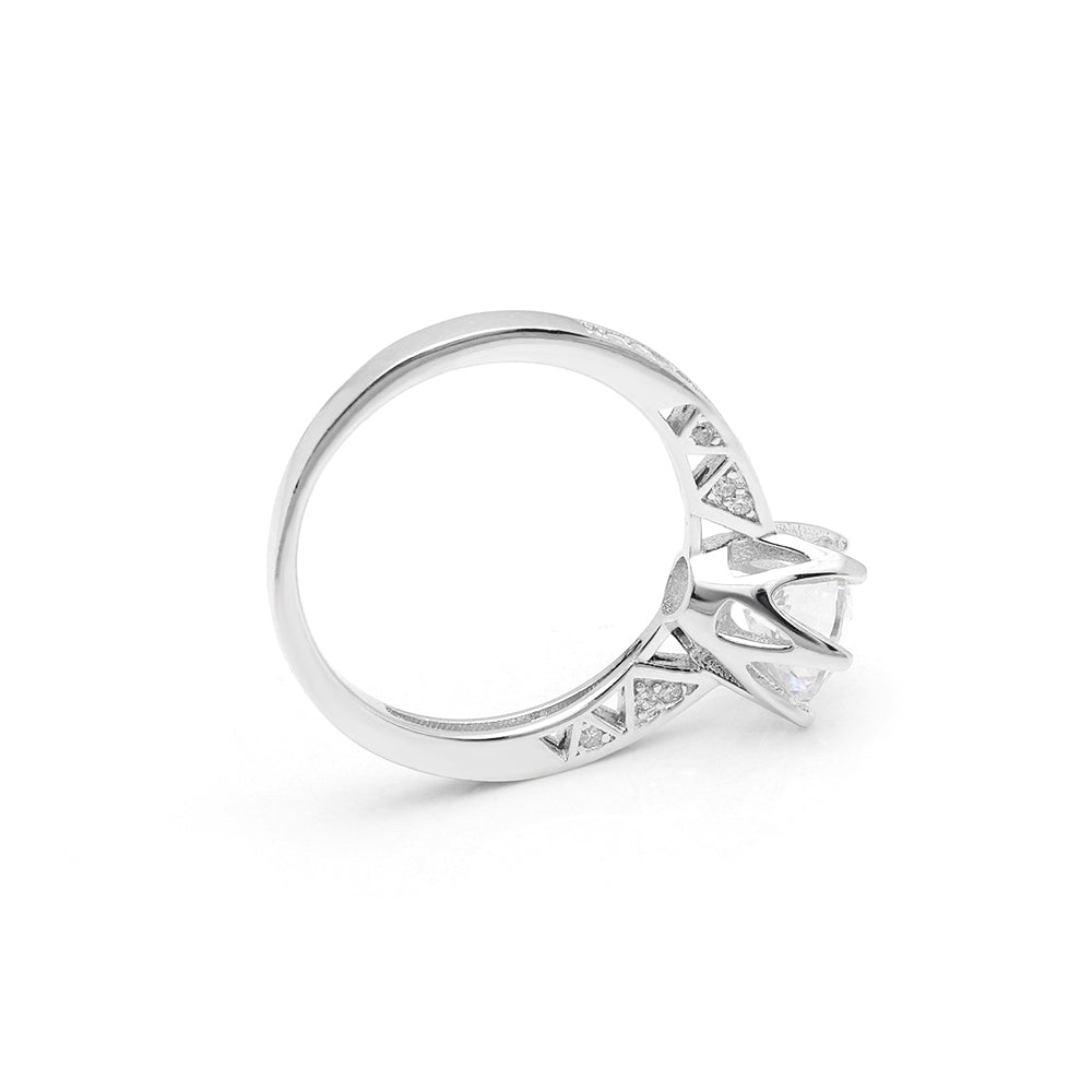 Petra Engagement Ring Solitaire Cz Sterling Silver Womens Ginger Lyne Collection - 6