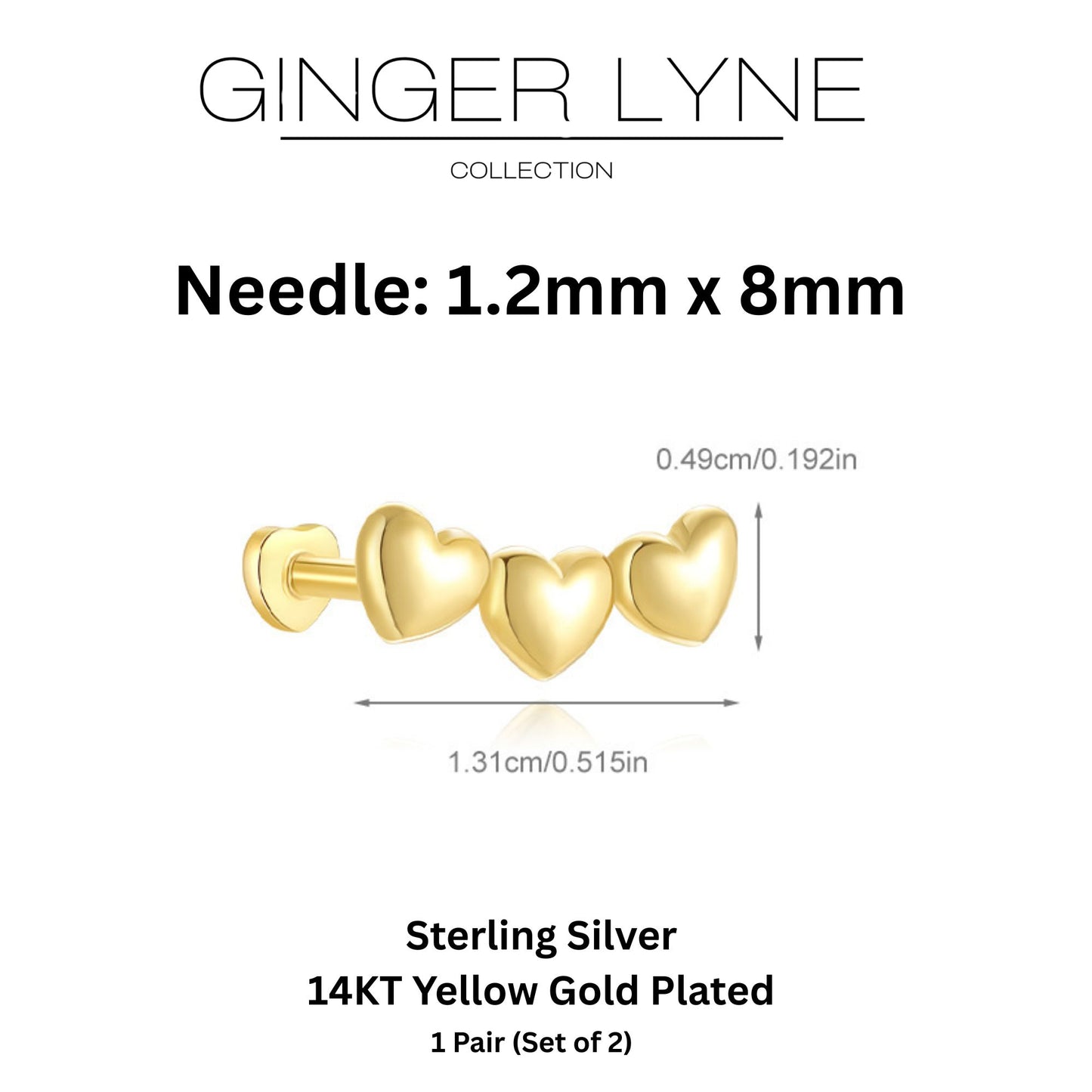 HeartCrawlerFlatBackEarringsforCartilageHelixTragusLobeGoldoverSterlingSilverStudsPairbyGingerLyne_Gold-5