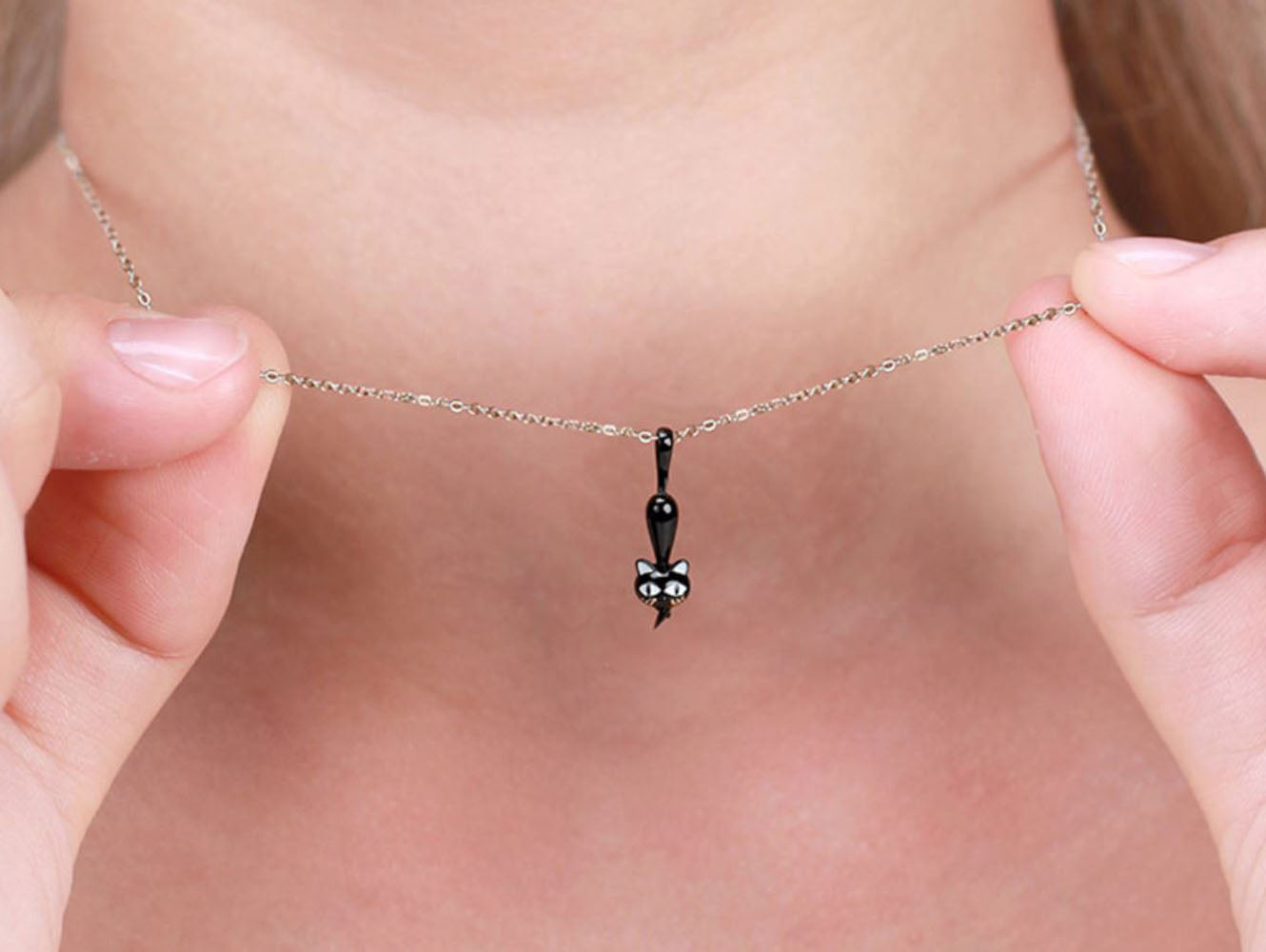 GinnyBlackCatKittyPendantNecklaceforWomenSterlingSilverGingerLyneCollection_Black-3
