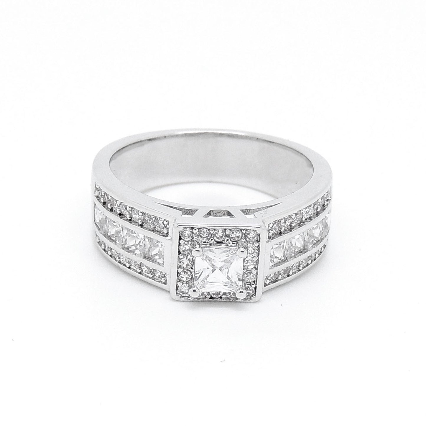 LavishEngagementRingHaloPrincesCzBridalWeddingWomensGingerLyneCollection_Silver-1