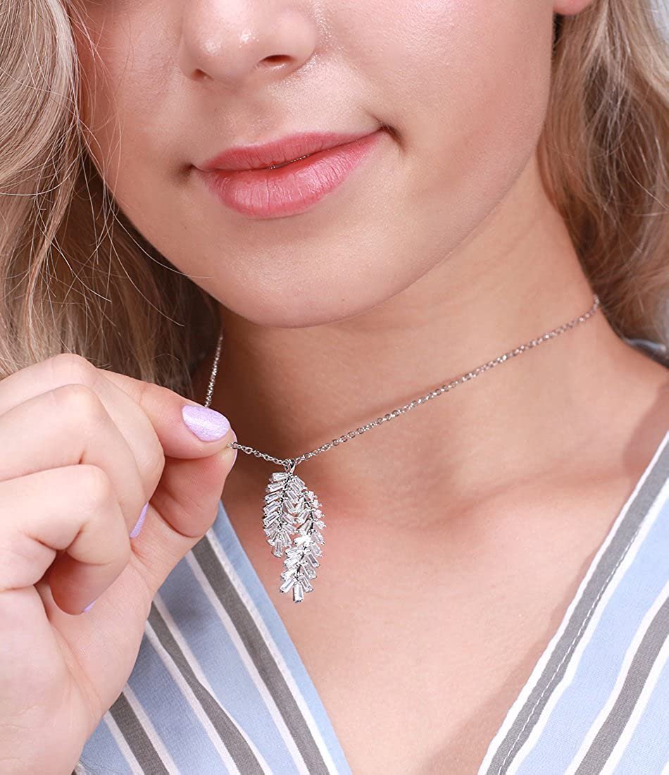 PendantNecklaceWomenforWomenFancyCurvedLeafDesignClearCzGingerLyneCollection_White-3