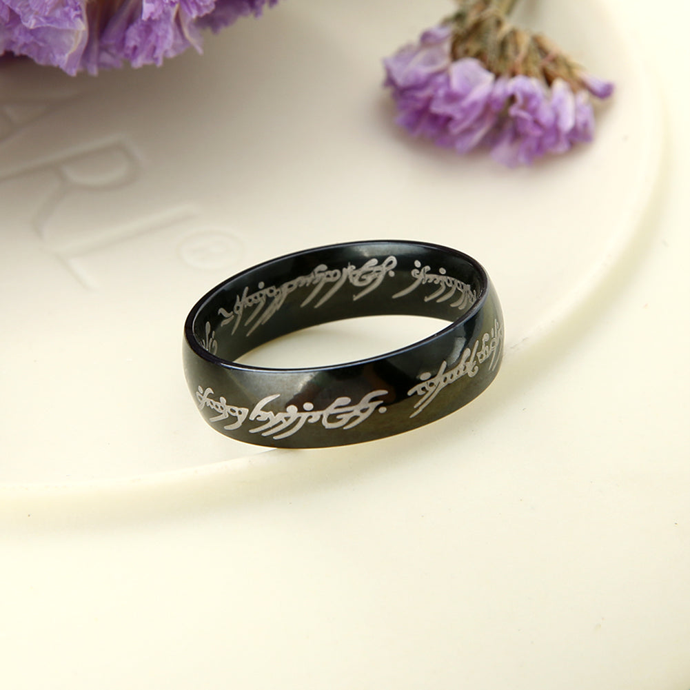 EngravedGoldWeddingBand6mmStainlessSteelRingforMenorWomenbyGingerLyne_Black-5