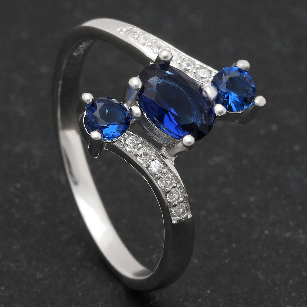 BirthstoneRingforWomenStatementRing3StoneSterlingSilverCzGingerLyneCollection_Blue-3