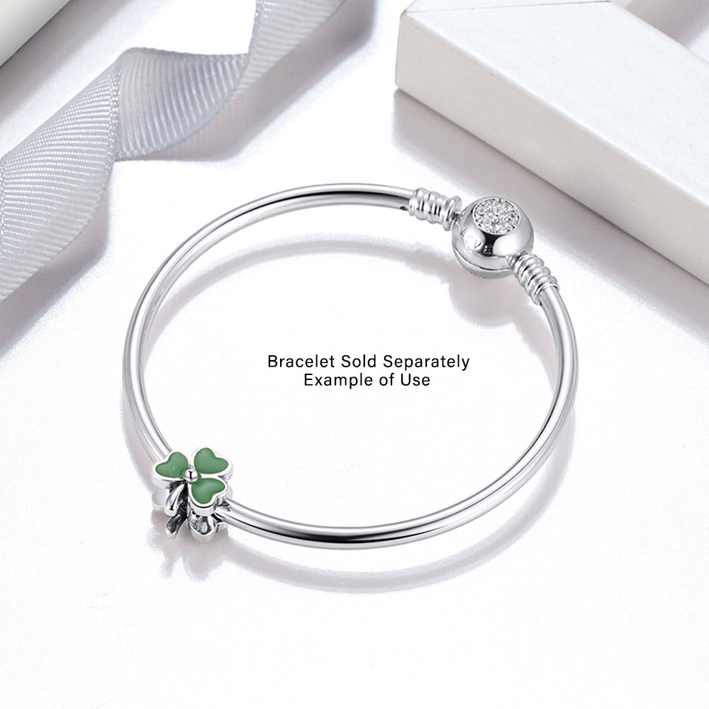 CloverCharmEuropeanBeadSterlingSilverClearCZGingerLyneCollection_Green-4