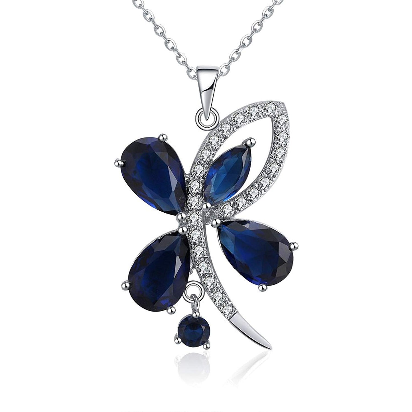 ButterflyFlowerPendantChainNecklaceforWomenBlueCzGingerLyneCollection_Blue-1