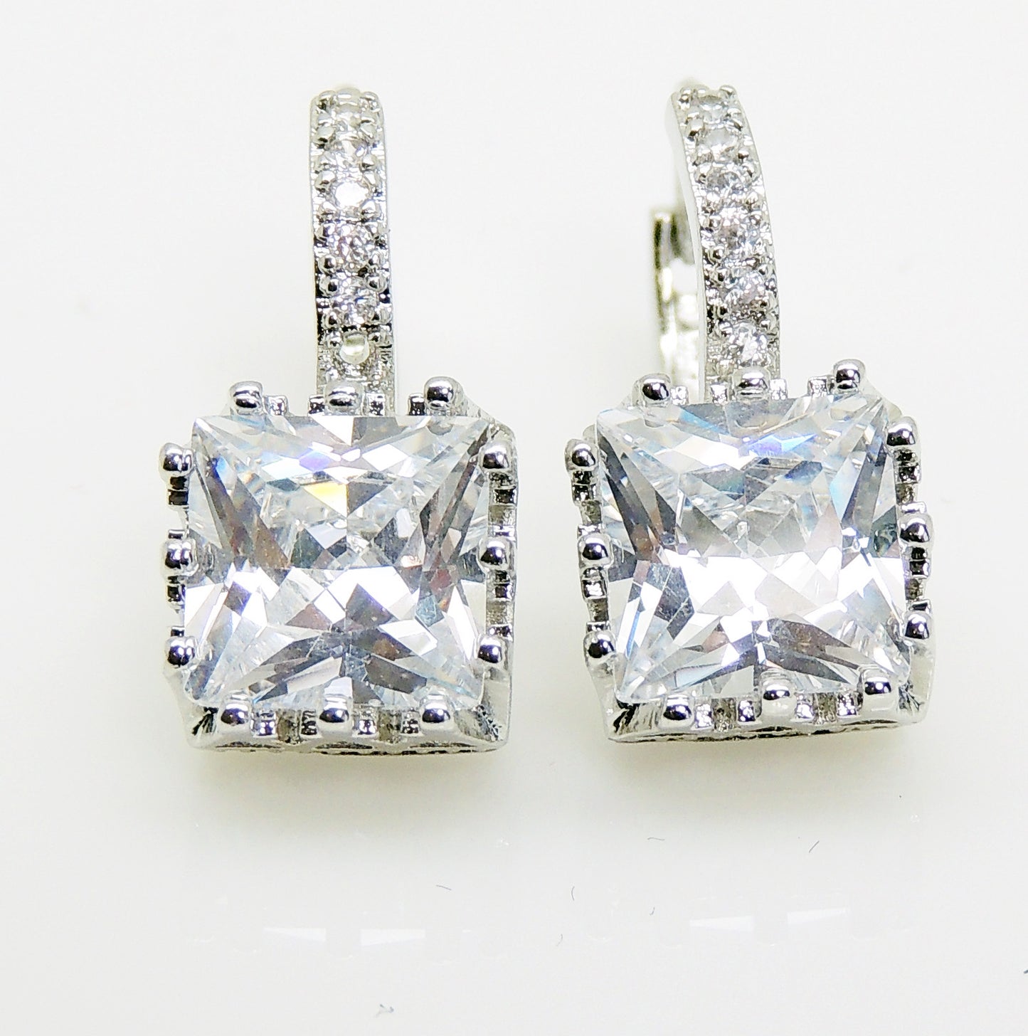 PrincessCutDropEarringsWhiteGoldPlatedCzWomensGingerLyneCollection_Silver-4