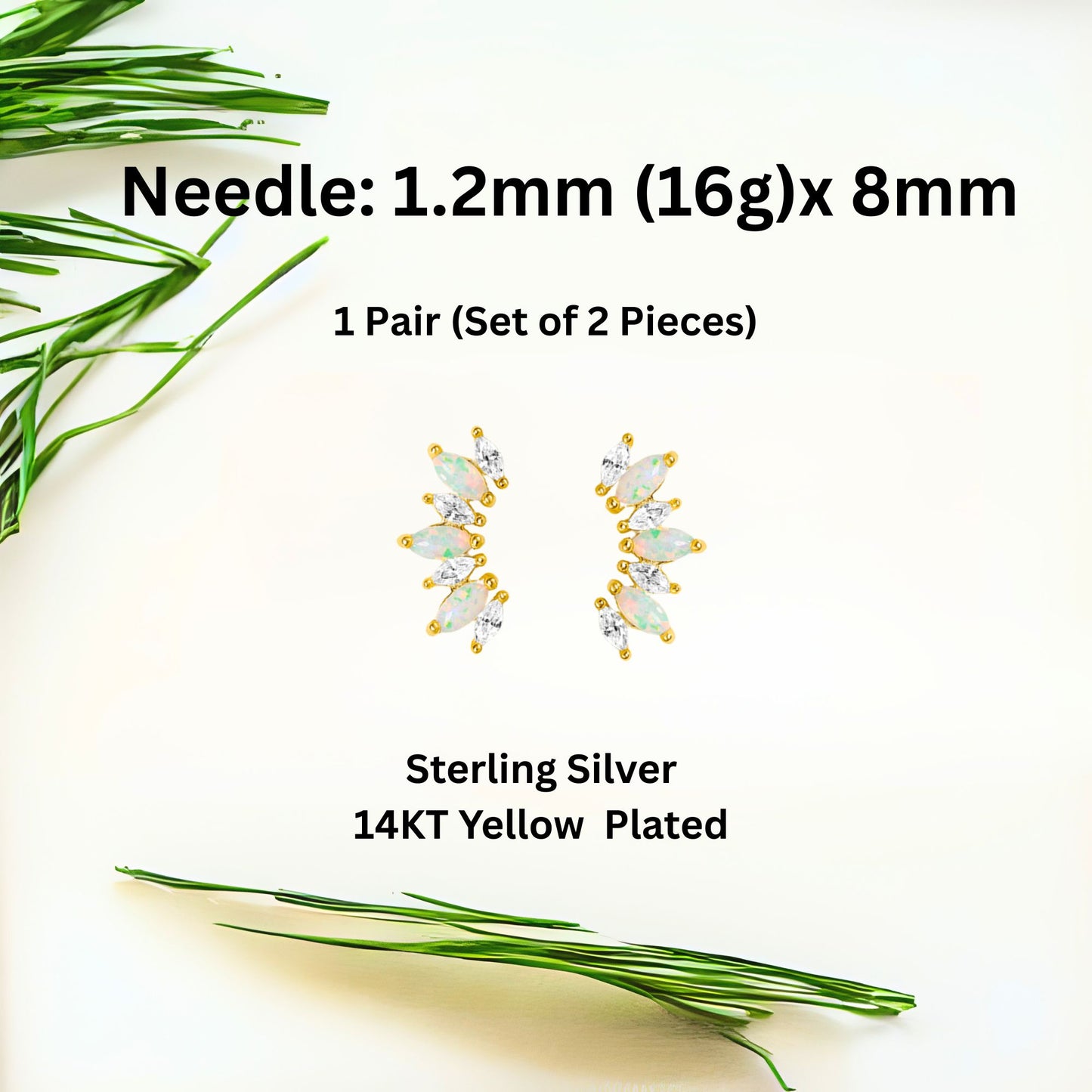CreatedOpalFlatBackEarringsforCartilageHelixTragusLobe16GaugeGoldoverSterlingSilverStudsSetbyGingerLyne_White-3